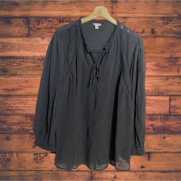 5 for $25🔥Cato Black Sheer Lined Blouse 26/28W - Picture 1 of 6